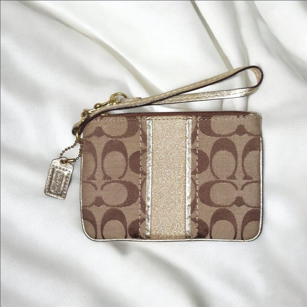 Coach Brown and Gold Wristlet